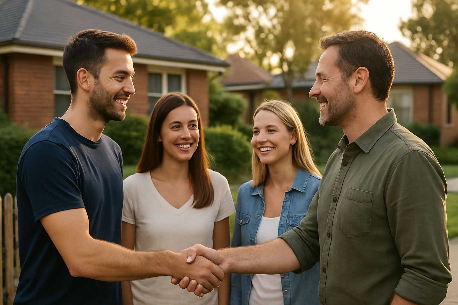 Neighbours meeting outdoors, showing connection and trust within a local community supported by Mind For Me.