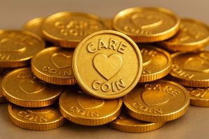 A pile of Care Coins