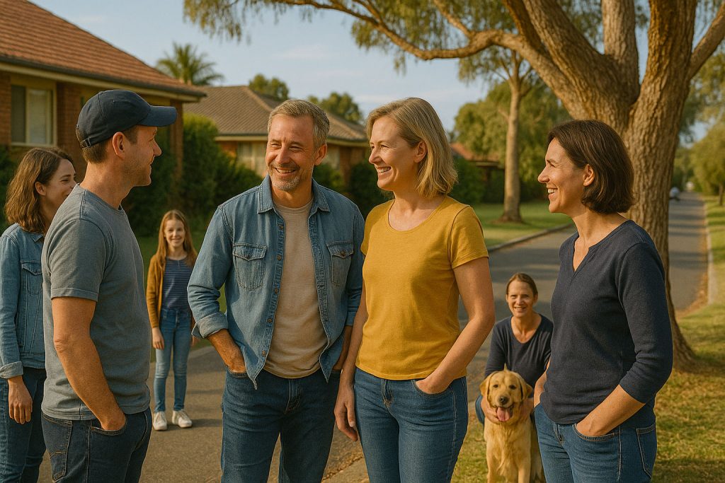 People connecting and supporting each other in a local community
