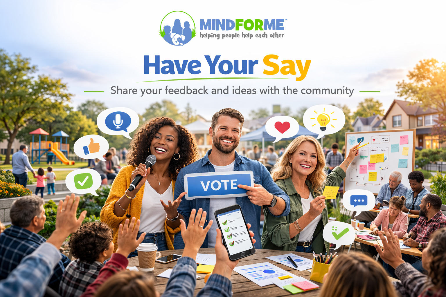 Discover the new 'Have Your Say' feature. A direct, transparent way to share ideas, influence priorities, and help shape the future of Mind For Me.